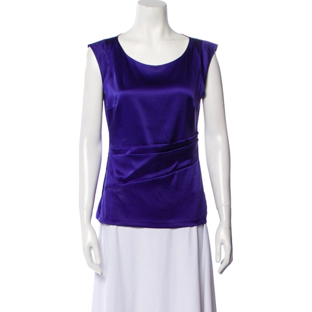 NWT ETRO Women's Silk Scoop Neck Top Size 10 Purple - Picture 1 of 9